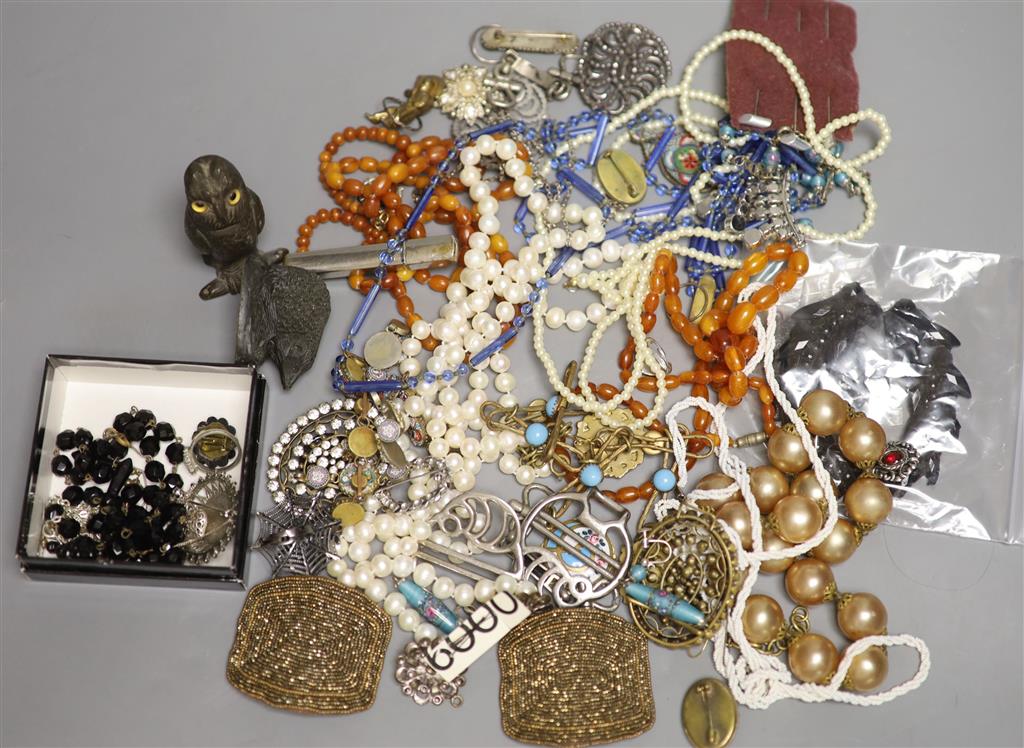 Amber necklaces and costume jewellery etc.